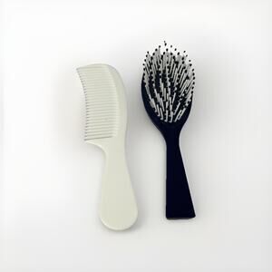 Vtg Estee Lauder Ball Tipped Small Travel Hair Brush Purse Navy Blue 6.5” Comb